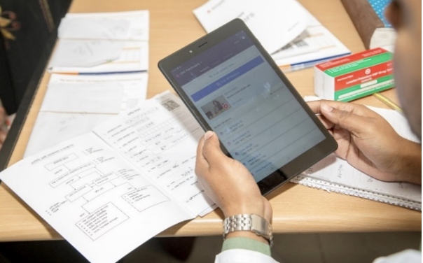 Simple app on tablet at an NCD corner